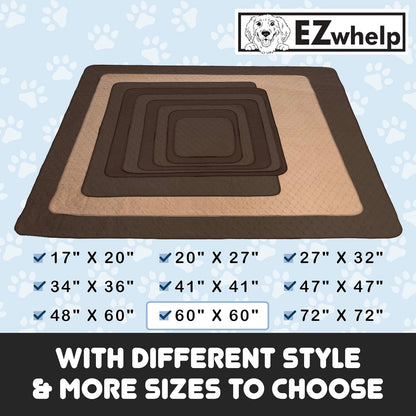Reusable Dog Pee Pads - Dogs Waterproof Training Pads - Washable & Sanitary - Rounded Corners - Laminated, Lightweight, Durable - Pet Essentials Puppy Training, Whelping - 60" X 60"
