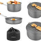 7Pcs Camping Cookware Mess Kit Aluminum Folding Camping Pots and Pans Set with Bamboo Handle Lightweight Backpacking Cooking Set Outdoor Cook Gear for Family Hiking Picnic